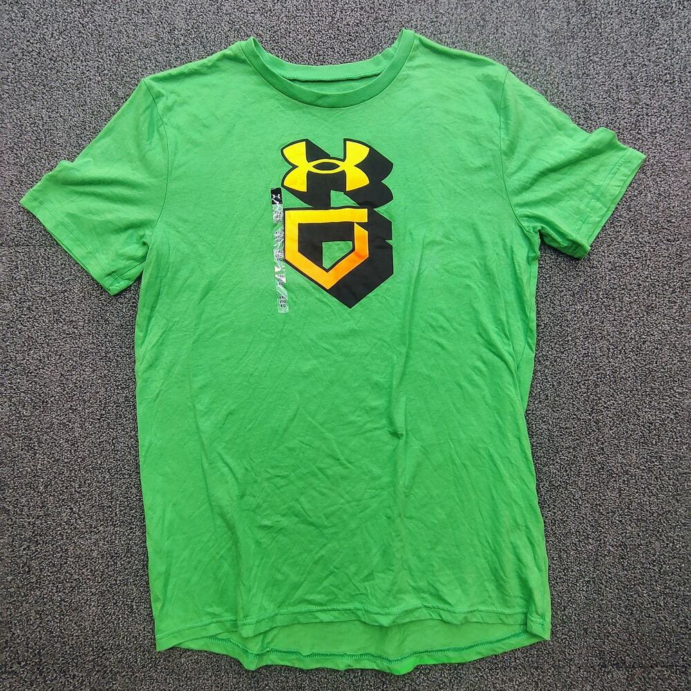 NWOT Under Armour Kids T Shirt Green Baseball Diamond Logo Short Sleeve YXL